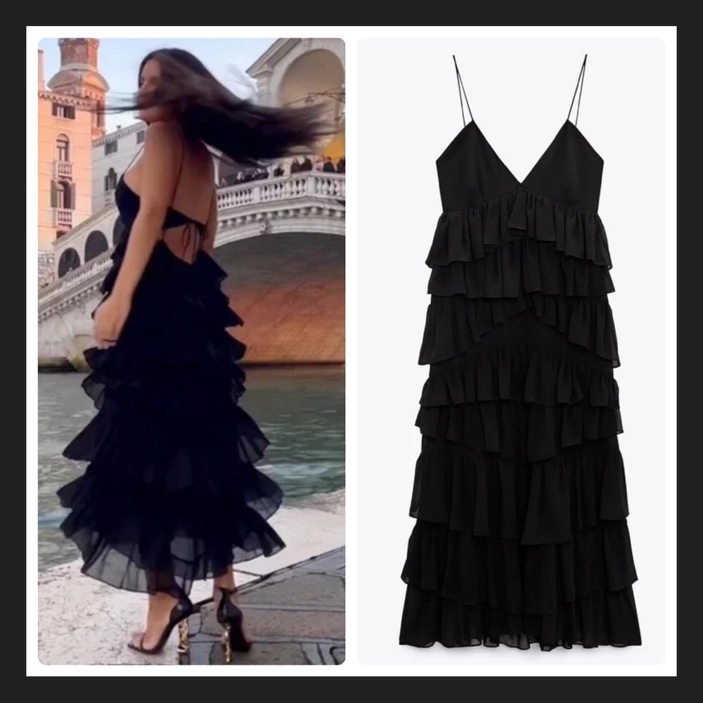 ZARA NEW WOMAN STRAPPY RUFFLED
MIDI DRESS